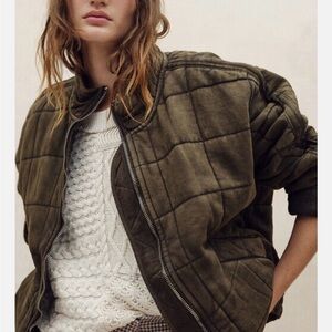 Free People - Quilted Dolman Knit Jacket in Military Green, Size small, NWOT